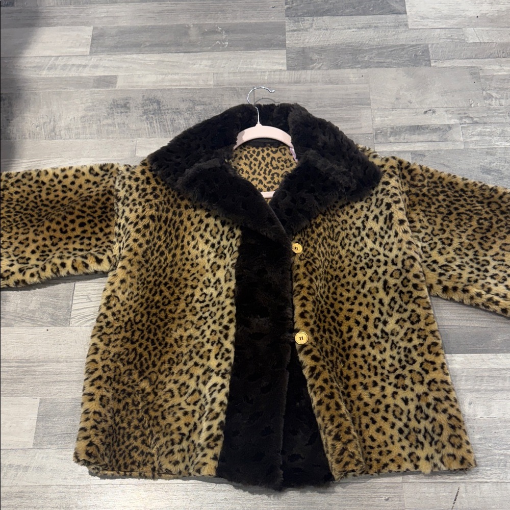 Leopard Print Faux Fur Vintage Coat - Picture 2 of 10